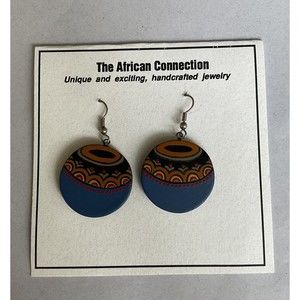 The African Connection African Handcrafted Pottery Bowl Wood Earrings.